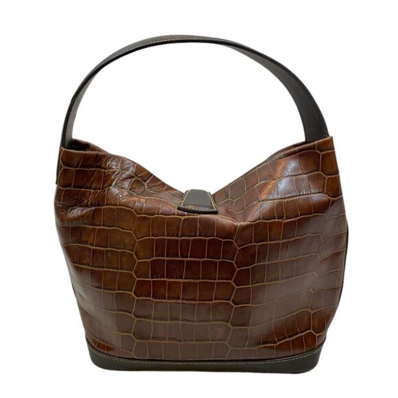 Dooney & Burke Logo Lock Hobo Croc Shoulder Bag with Matching Make Up Case - Picture 5 of 14